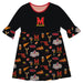 Maryland Terrapins 3/4 Sleeve Solid Black Repeat Print Hand Sketched Vive La Fete Impressions Artwork on Skirt