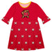Maryland Terrapins Vive La Fete Girls Game Day 3/4 Sleeve Solid Red All Over Logo on Skirt