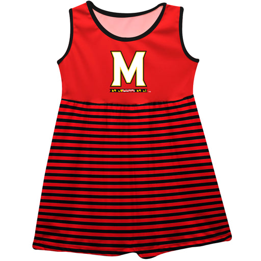 Maryland Terrapins Vive La Fete Girls Game Day Sleeveless Tank Dress Solid Red Logo Stripes on Skirt