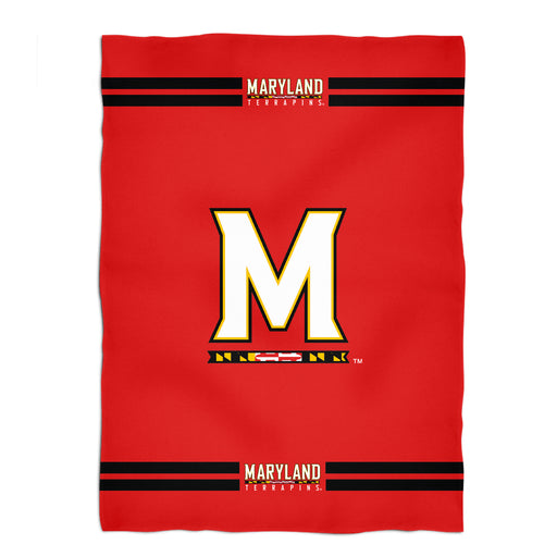 Maryland Terrapins Vive La Fete Game Day Warm Lightweight Fleece Red Throw Blanket 40 x 58 Logo and Stripes