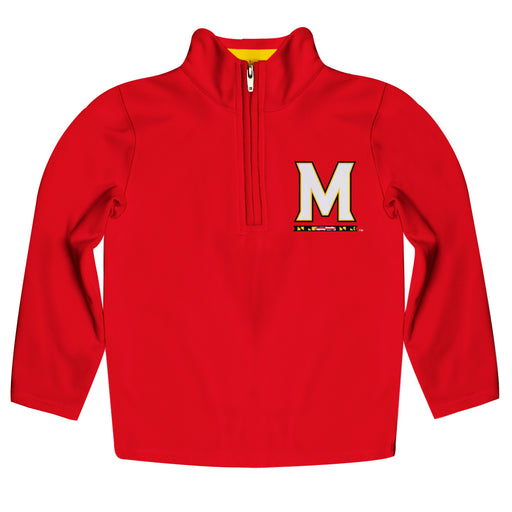 Maryland Terrapins Vive La Fete Game Day Solid Red Quarter Zip Pullover Sleeves