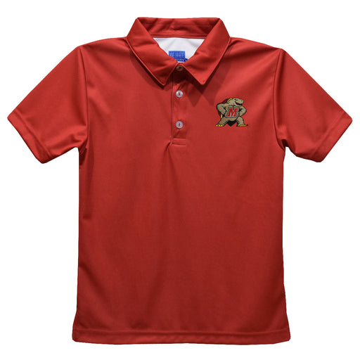 University of Maryland Terrapins Embroidered Red Short Sleeve Polo Box Shirt