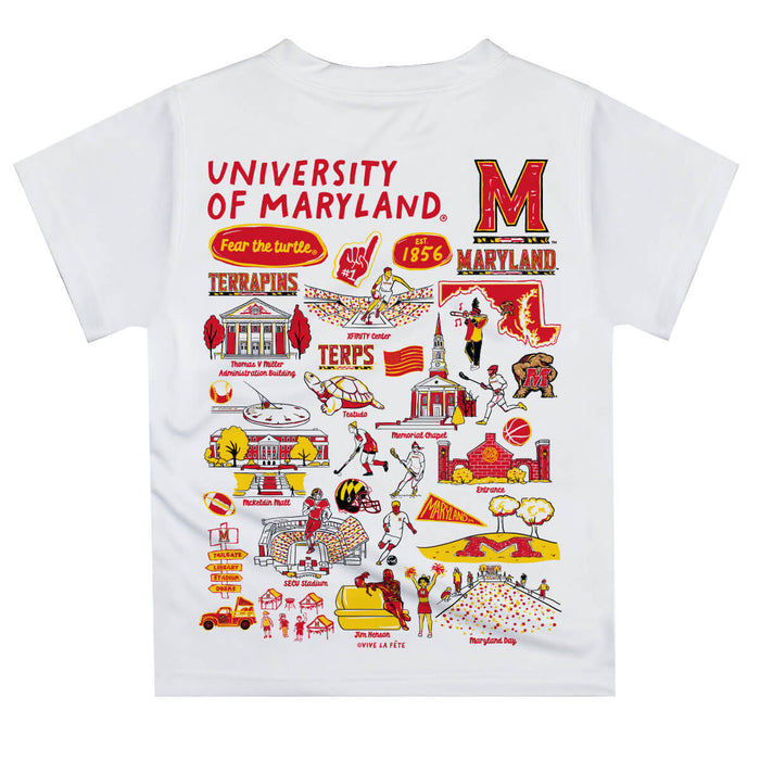 University of Maryland Terrapins Hand Sketched Vive La Fete Impressions Artwork Boys Black Short Sleeve Tee Shirt - Vive La Fête - Online Apparel Store