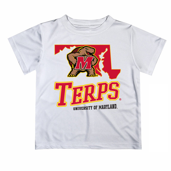 Maryland Terrapins Vive La Fete State Map White Short Sleeve Tee Shirt