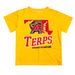 Maryland Terrapins Vive La Fete State Map Yellow Short Sleeve Tee Shirt