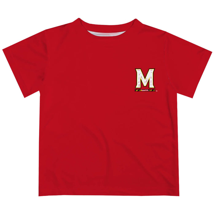 University of Maryland Terrapins Hand Sketched Vive La Fete Impressions Artwork Boys Red Short Sleeve Tee Shirt