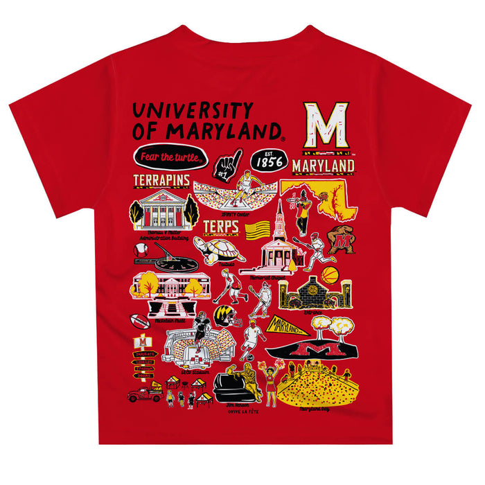 University of Maryland Terrapins Hand Sketched Vive La Fete Impressions Artwork Boys Black Short Sleeve Tee Shirt - Vive La Fête - Online Apparel Store