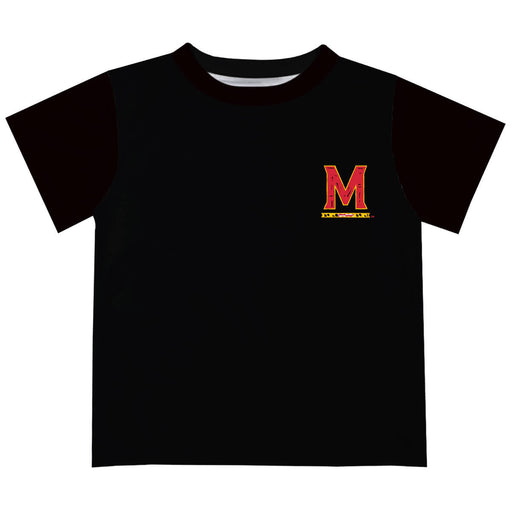 University of Maryland Terrapins Hand Sketched Vive La Fete Impressions Artwork Boys Black Short Sleeve Tee Shirt