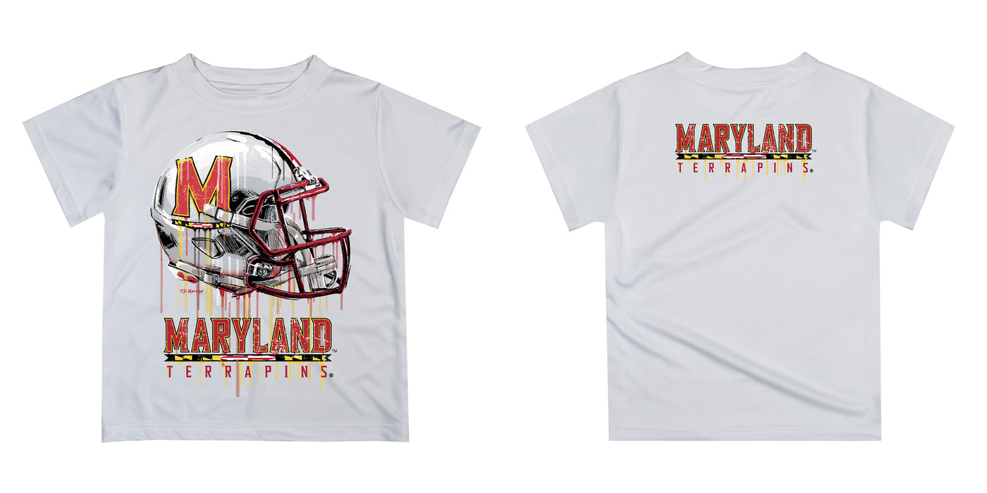 Maryland Terrapins Original Dripping Football Helmet Yellow T-Shirt by Vive La Fete - Vive La Fête - Online Apparel Store
