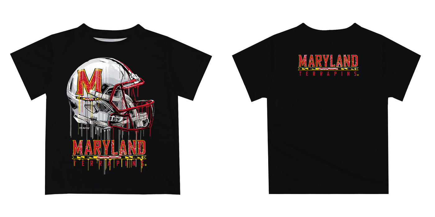 Maryland Terrapins Original Dripping Football Helmet Yellow T-Shirt by Vive La Fete - Vive La Fête - Online Apparel Store