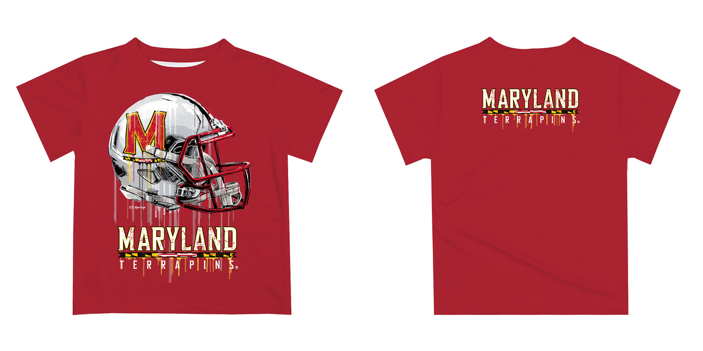 Maryland Terrapins Original Dripping Football Helmet Yellow T-Shirt by Vive La Fete - Vive La Fête - Online Apparel Store