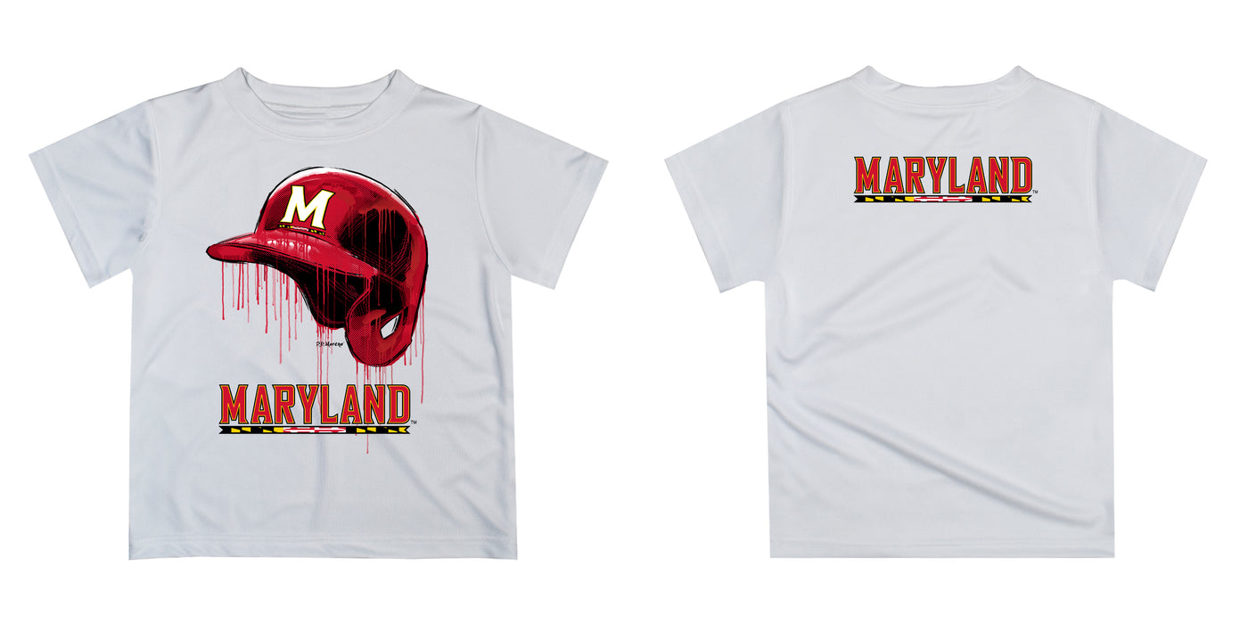 Maryland Terrapins Original Dripping Baseball Helmet Red T-Shirt by Vive La Fete - Vive La Fête - Online Apparel Store