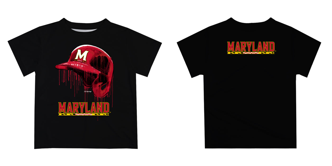 Maryland Terrapins Original Dripping Baseball Helmet Red T-Shirt by Vive La Fete - Vive La Fête - Online Apparel Store