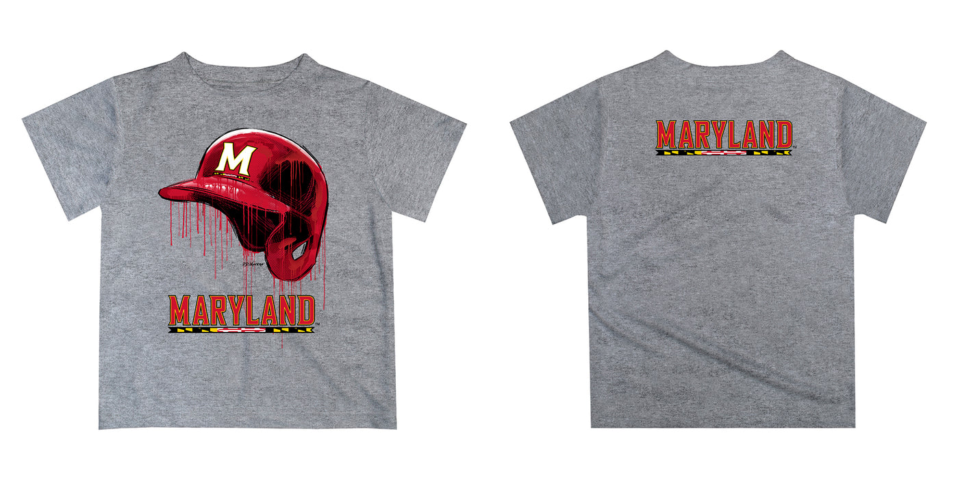 Maryland Terrapins Original Dripping Baseball Helmet Red T-Shirt by Vive La Fete - Vive La Fête - Online Apparel Store