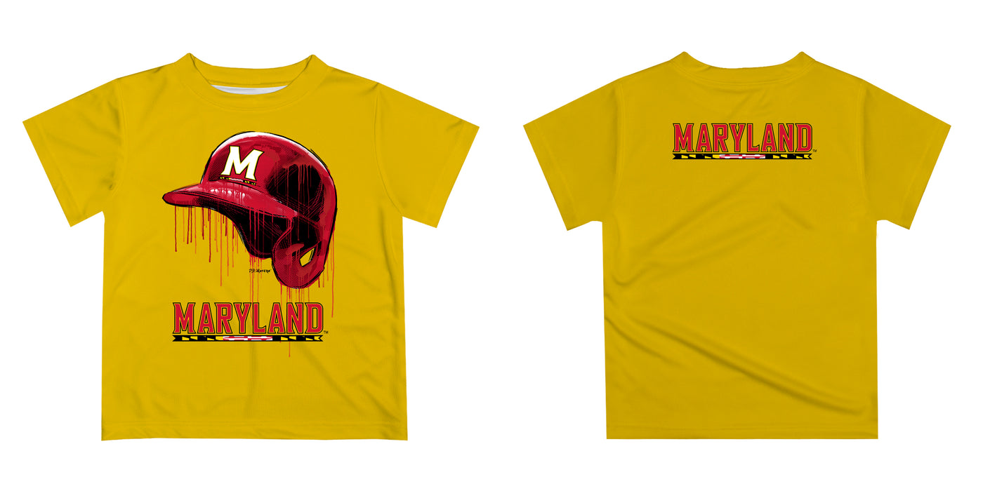 Maryland Terrapins Original Dripping Baseball Helmet Red T-Shirt by Vive La Fete - Vive La Fête - Online Apparel Store