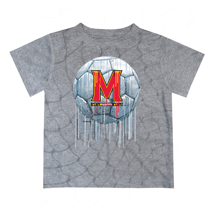 Maryland Terrapins Original Dripping Soccer Heather Gray T-Shirt by Vive La Fete