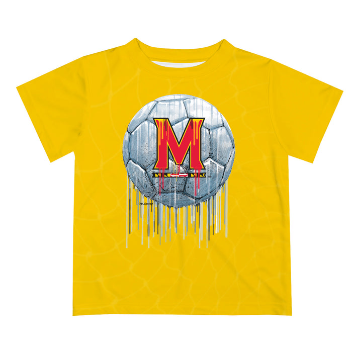 Maryland Terrapins Original Dripping Soccer Yellow T-Shirt by Vive La Fete