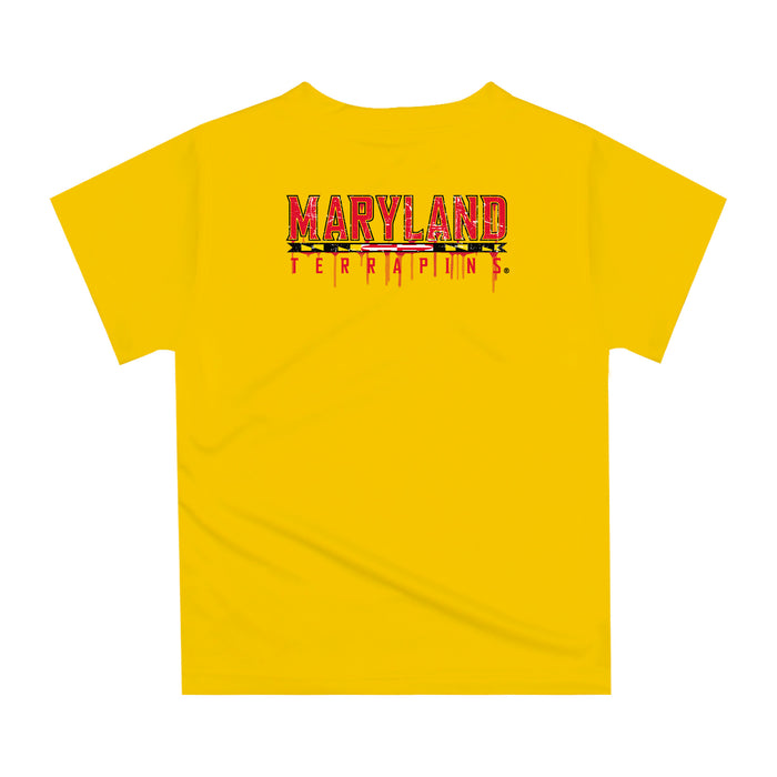 Maryland Terrapins Original Dripping Soccer Yellow T-Shirt by Vive La Fete - Vive La Fête - Online Apparel Store