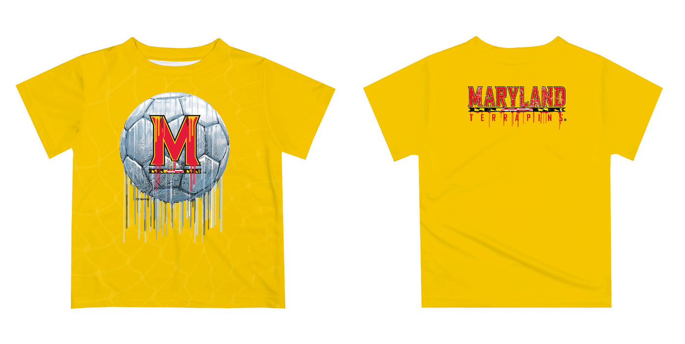 Maryland Terrapins Original Dripping Soccer Yellow T-Shirt by Vive La Fete - Vive La Fête - Online Apparel Store