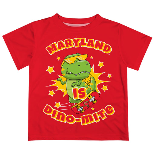 University of Maryland Terrapins Vive La Fete Dino-Mite Boys Game Day Red Short Sleeve Tee