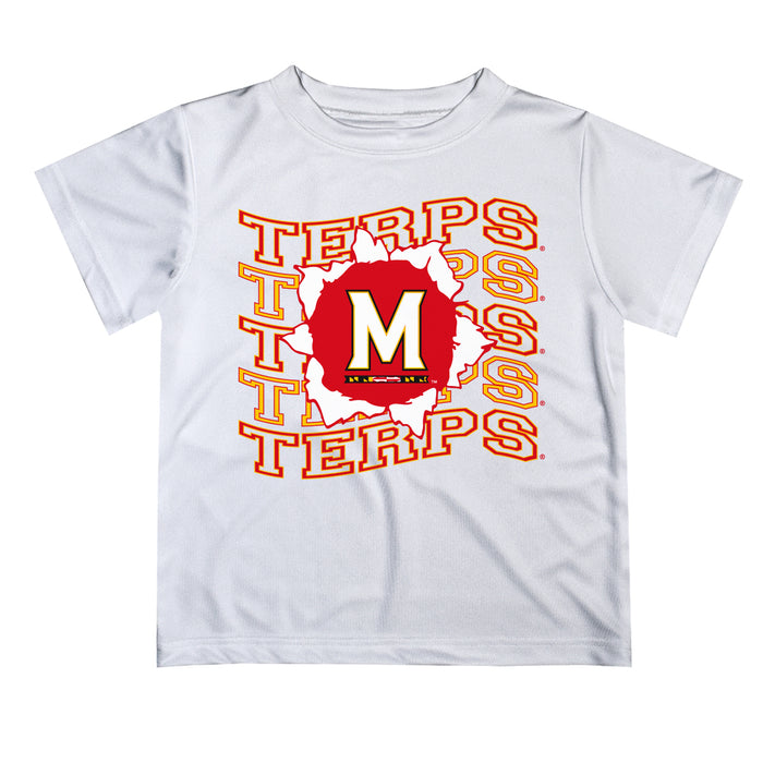 University of Maryland Terrapins Vive La Fete  White Art V1 Short Sleeve Tee Shirt