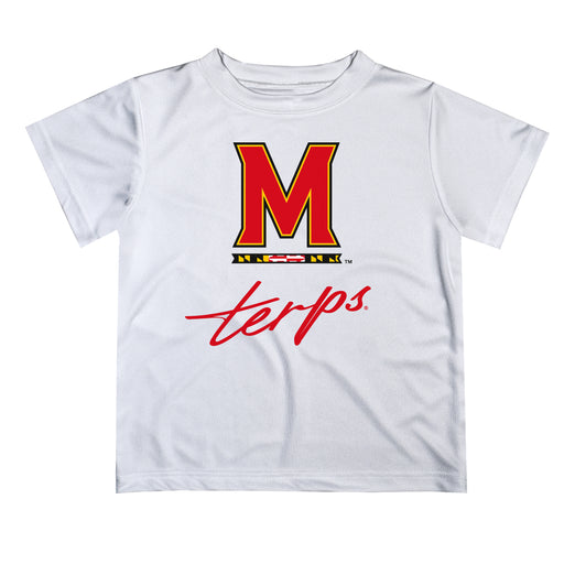 University of Maryland Terrapins Vive La Fete Script V1 White Short Sleeve Tee Shirt