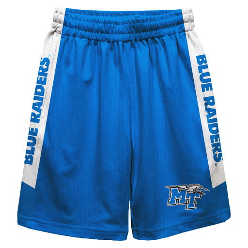 Middle Tennessee Blue Raiders Vive La Fete Game Day Blue Stripes Boys Solid White Athletic Mesh Short