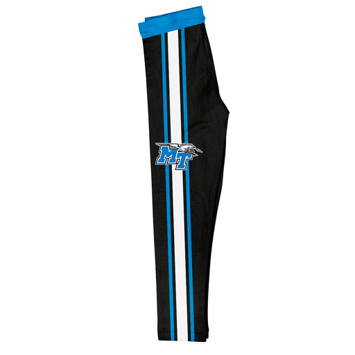 Middle Tennessee Blue Raiders Vive La Fete Girls Game Day Black with Blue Stripes Leggings Tights