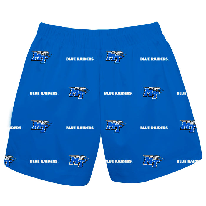 Middle Tennessee Blue Raiders Vive La Fete Boys Game Day All Over Logo Elastic Waist Classic Play Blue Pull On Short