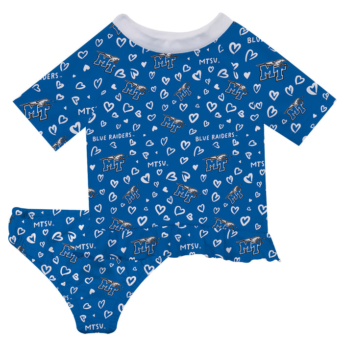 MTSU Blue Raiders Vive La Fete All Over Logo Blue Long Sleeve Bikini Set