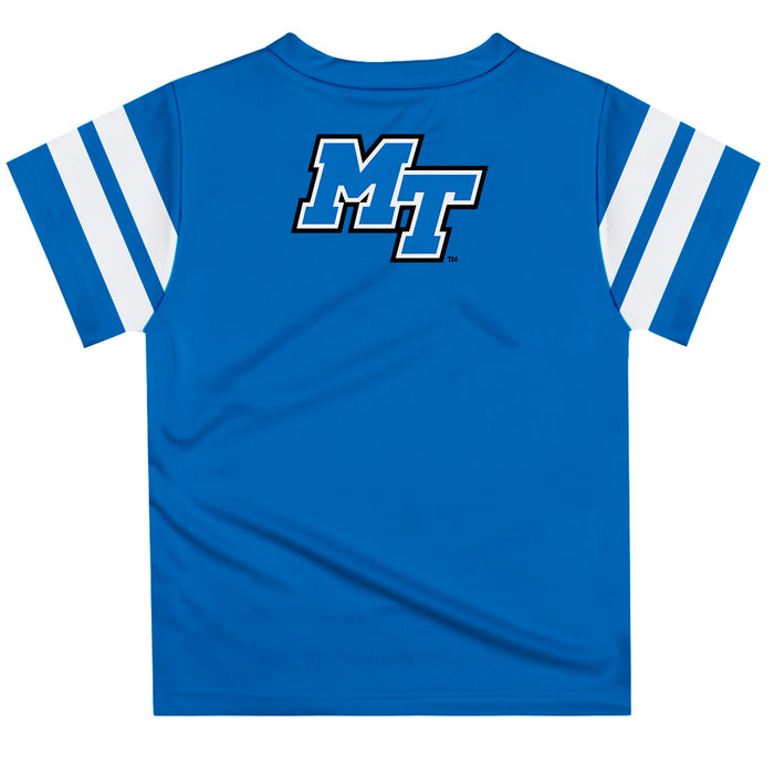 Middle Tennessee Blue Raiders Vive La Fete Boys Game Day Blue Short Sleeve Tee with Stripes on Sleeves - Vive La Fête - Online Apparel Store