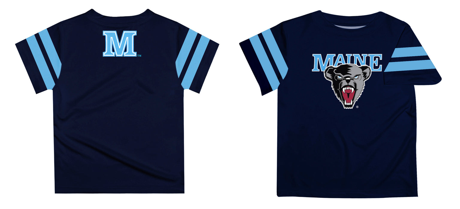 Umain Black Bears Vive La Fete Boys Game Day Navy Short Sleeve Tee with Stripes on Sleeves - Vive La Fête - Online Apparel Store
