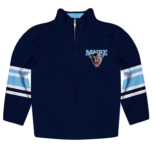 Maine Black Bears Vive La Fete Game Day Navy Quarter Zip Pullover Stripes on Sleeves - Vive La Fête - Online Apparel Store