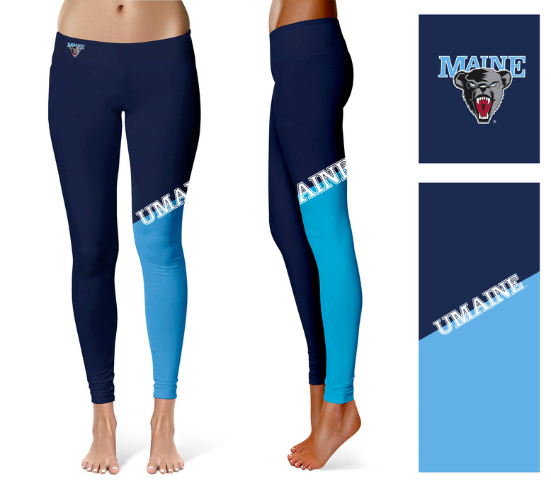 Maine Black Bears Vive la Fete Game Day Collegiate Leg Color Block Women Navy Light Blue Yoga Leggings - Vive La Fête - Online Apparel Store