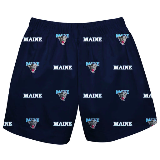 Maine Black Bears Vive La Fete Boys Game Day All Over Logo Elastic Waist Classic Play Navy Pull On Short - Vive La Fête - Online Apparel Store
