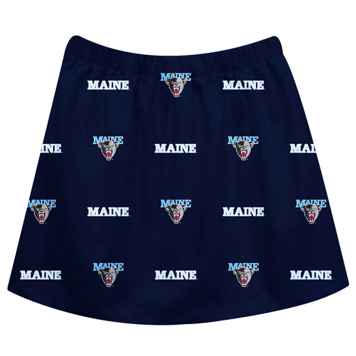 Maine Black Bears Vive La Fete Girls Game Day All Over Logo Elastic Waist Classic Play Navy Skirt - Vive La Fête - Online Apparel Store