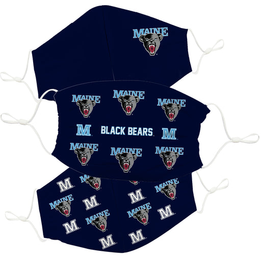 Maine Black Bears 3 Ply Vive La Fete Face Mask 3 Pack Game Day Collegiate Unisex Face Covers Reusable Washable - Vive La Fête - Online Apparel Store