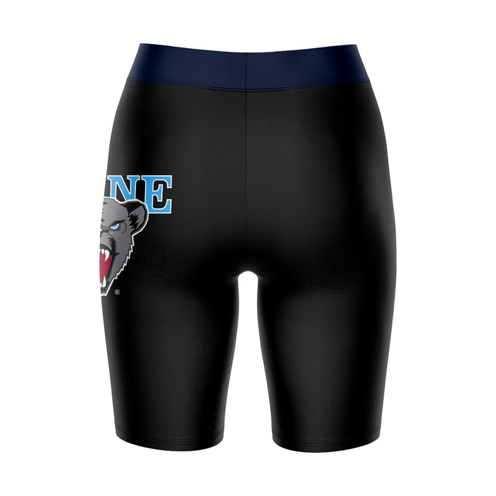 Maine Black Bears Vive La Fete Game Day Logo on Thigh and Waistband Black and Navy Women Bike Short 9 Inseam" - Vive La Fête - Online Apparel Store