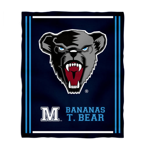 Maine Black Bears Vive La Fete Kids Game Day Navy Plush Soft Minky Blanket 36 x 48 Mascot