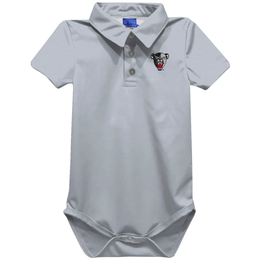 Maine Black Bears Embroidered Gray Solid Knit Polo Onesie