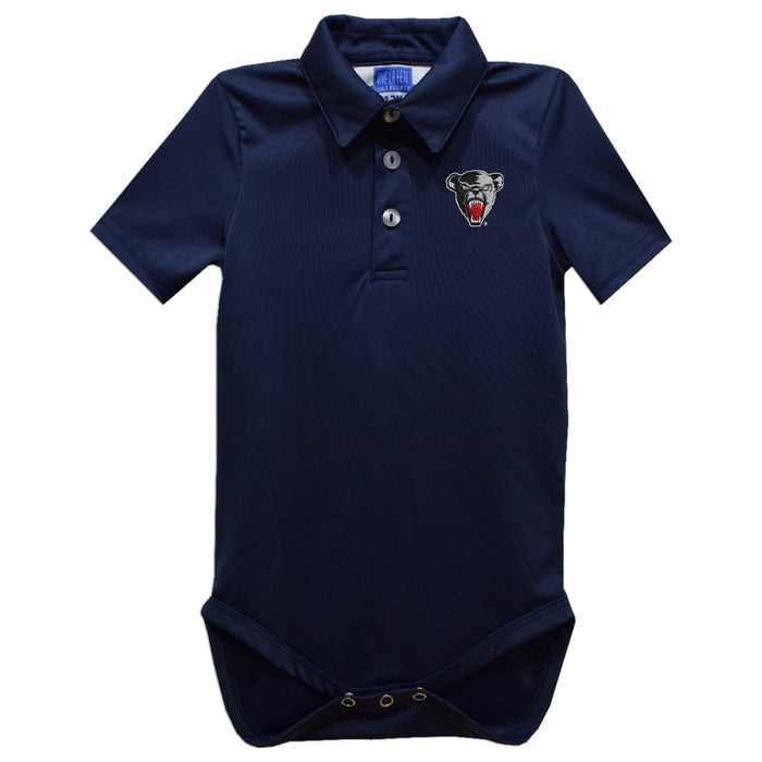 Maine Black Bears Embroidered Navy Solid Knit Polo Onesie