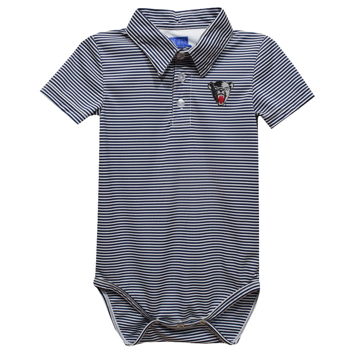 University Of Maine Embroidered Navy Stripe Knit Polo Onesie