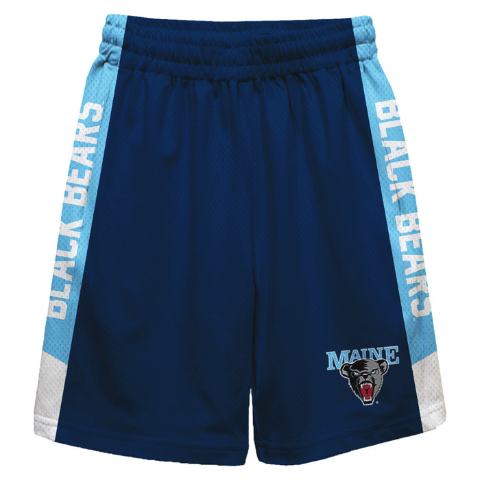 Maine Black Bears Vive La Fete Game Day Navy Stripes Boys Solid Blue Athletic Mesh Short