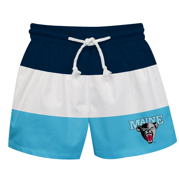 Maine Black Bears Vive La Fete Blue White Light Blue Stripes Swimtrunks V1