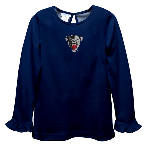 Maine Black Bears Embroidered Navy Knit Long Sleeve Girls Blouse