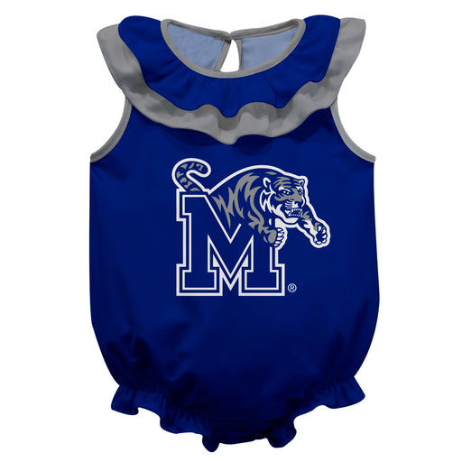Memphis Tigers Blue Sleeveless Ruffle Onesie Logo Bodysuit by Vive La Fete
