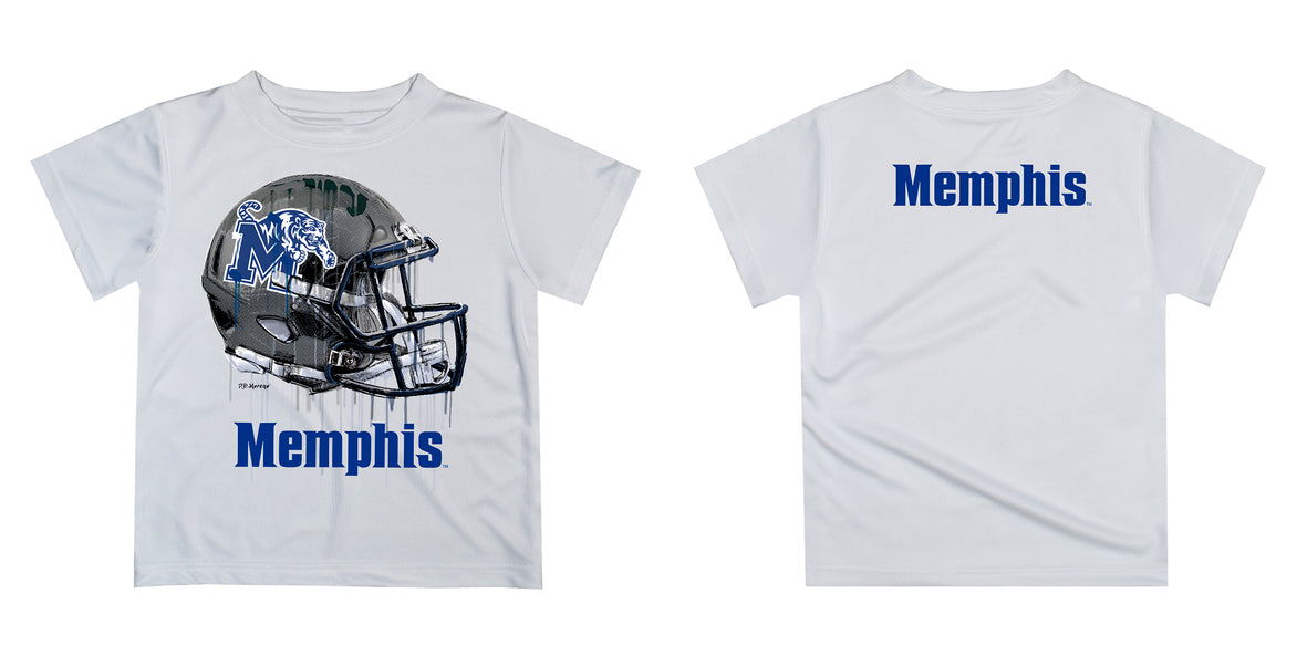 Memphis Tigers Original Dripping Football White T-Shirt by Vive La Fete - Vive La Fête - Online Apparel Store