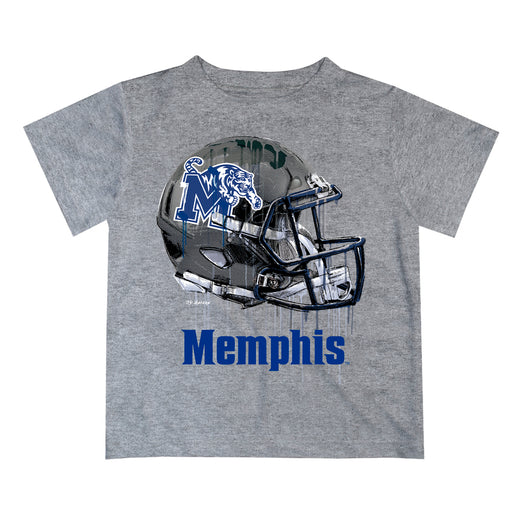 Memphis Tigers Original Dripping Football Heather Gray T-Shirt by Vive La Fete