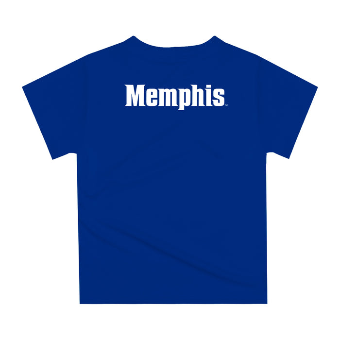 Memphis Tigers Original Dripping Football Blue T-Shirt by Vive La Fete - Vive La Fête - Online Apparel Store