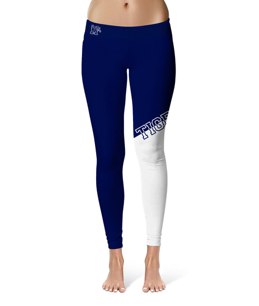 Memphis Tigers Vive la Fete Game Day Collegiate Leg Color Block Women's Blue White Yoga Leggings - Vive La Fête - Online Apparel Store